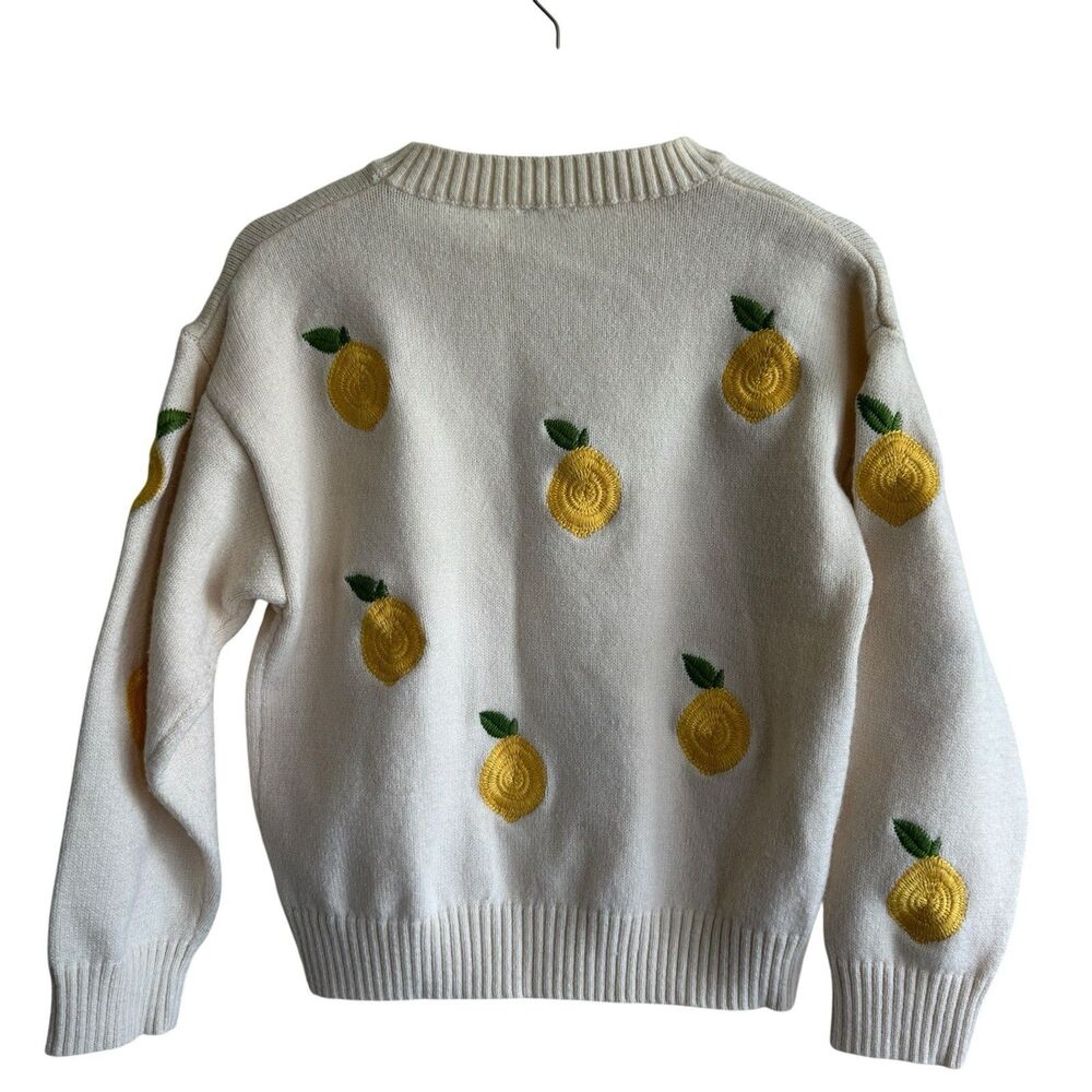 Voy Sweater S Lemon Embroidered Women’s Pullover - Picture 3 of 6